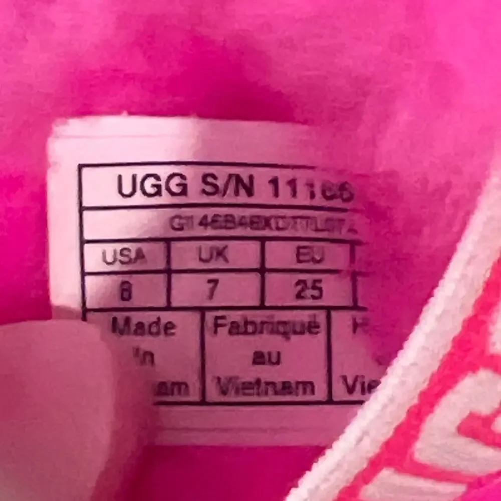 NEW‎ UGG Fluff Yeah Slingback Slide Slippers Girls Size 8 Hot Pink Sheepskin
